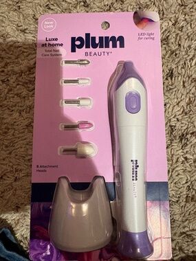 Plum Beauty Luxe At-Home Nail Care Kit in Pink & Purple (Drill, UV Lamp, Stand